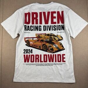 BrandMakers‎ Shirt Men L White Driven Racing Division Worldwide Car Graphic Tee